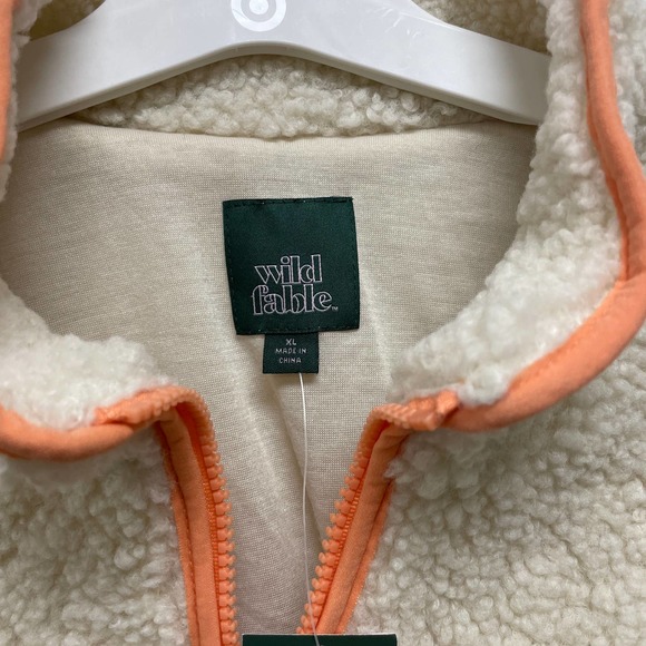 Wild Fable NWT Women's Green Colorblock Half-Zip Teddy Bear Hoodie Jacket - Picture 4 of 6